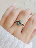 Sterling Silver Turquoise Leaf Ring - view 9