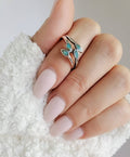 Sterling Silver Turquoise Leaf Ring - view 4