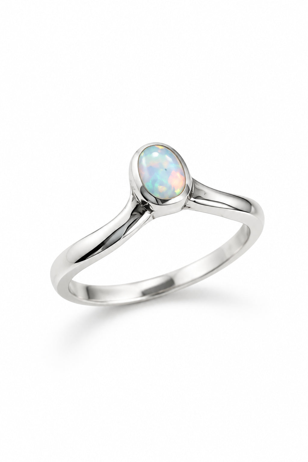 White Opal Chevron V Ring - view 3