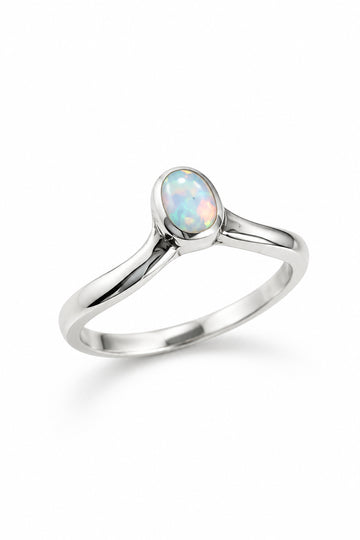 White Opal Chevron V Ring - view 3