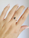 Sterling Silver Dainty Chevron Onyx Ring - view 8