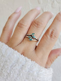 Sterling Silver Turquoise Leaf Ring - view 6