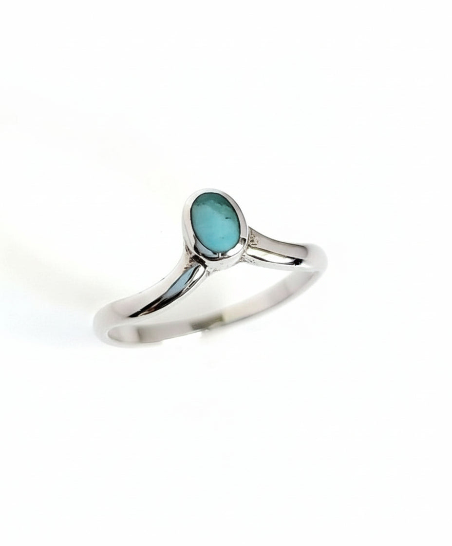 Sterling Silver Turquoise Chevron Ring - view 2