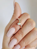 White Opal Chevron V Ring