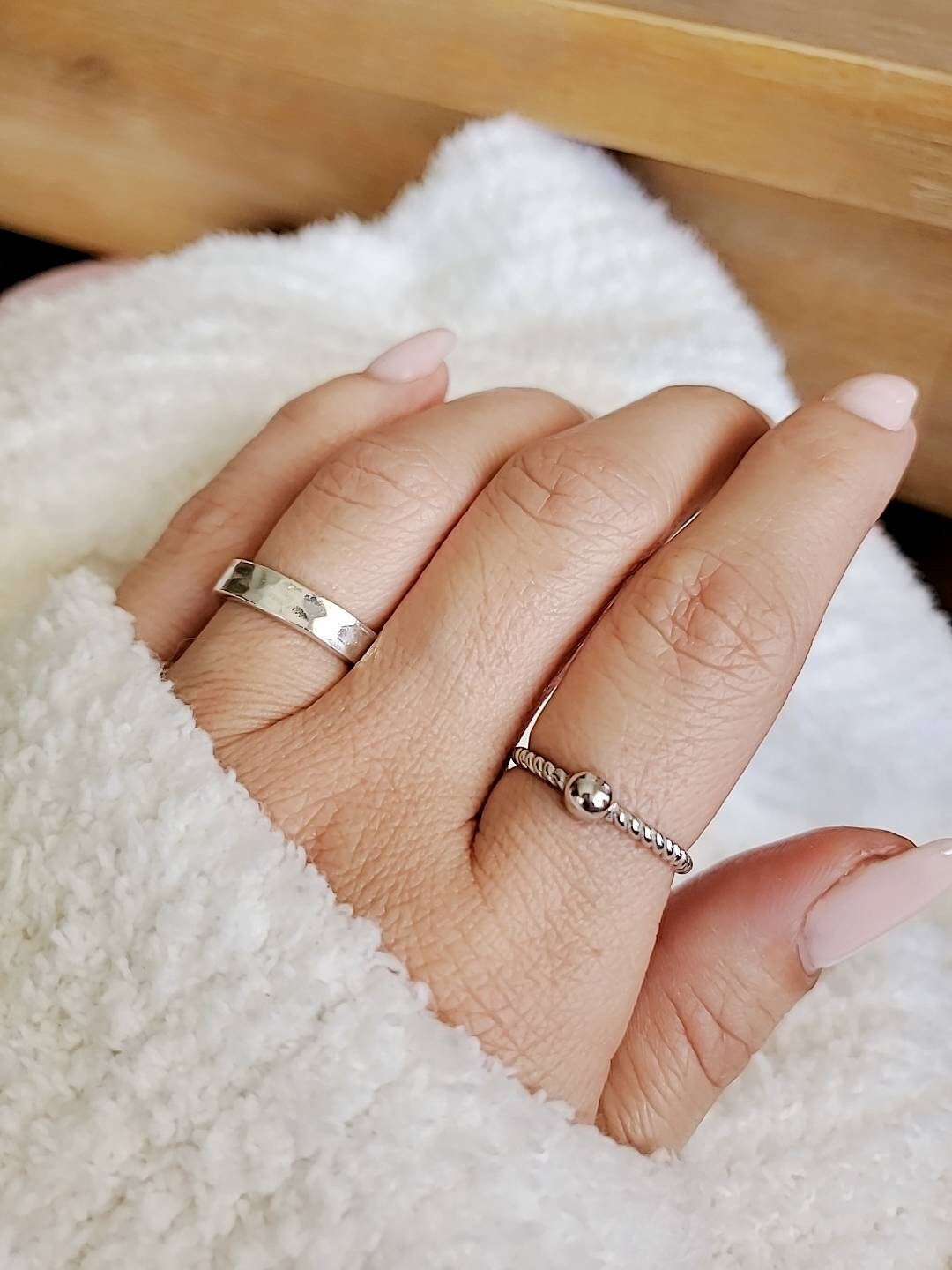 Sterling Silver Single Beaded Ring - view 6