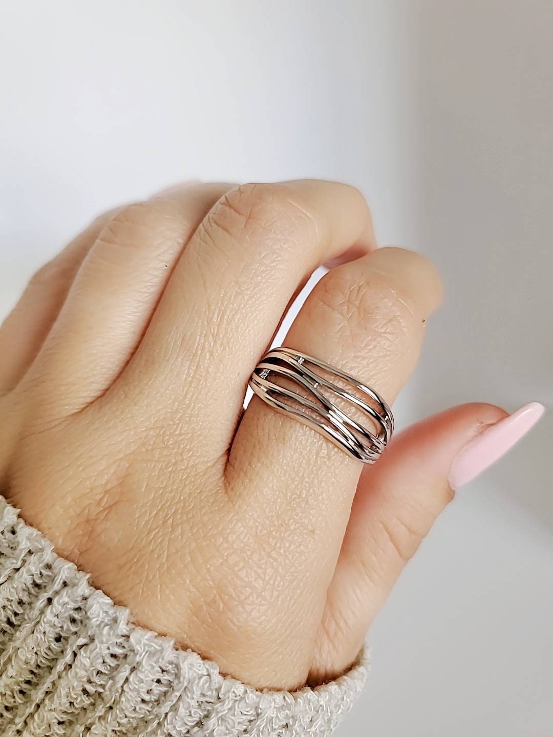 Sterling Silver Woven Band Ring - view 7