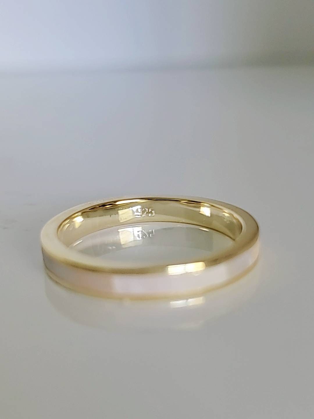 Sterling Silver Gold Plated Mother of Pearl Ring - view 5