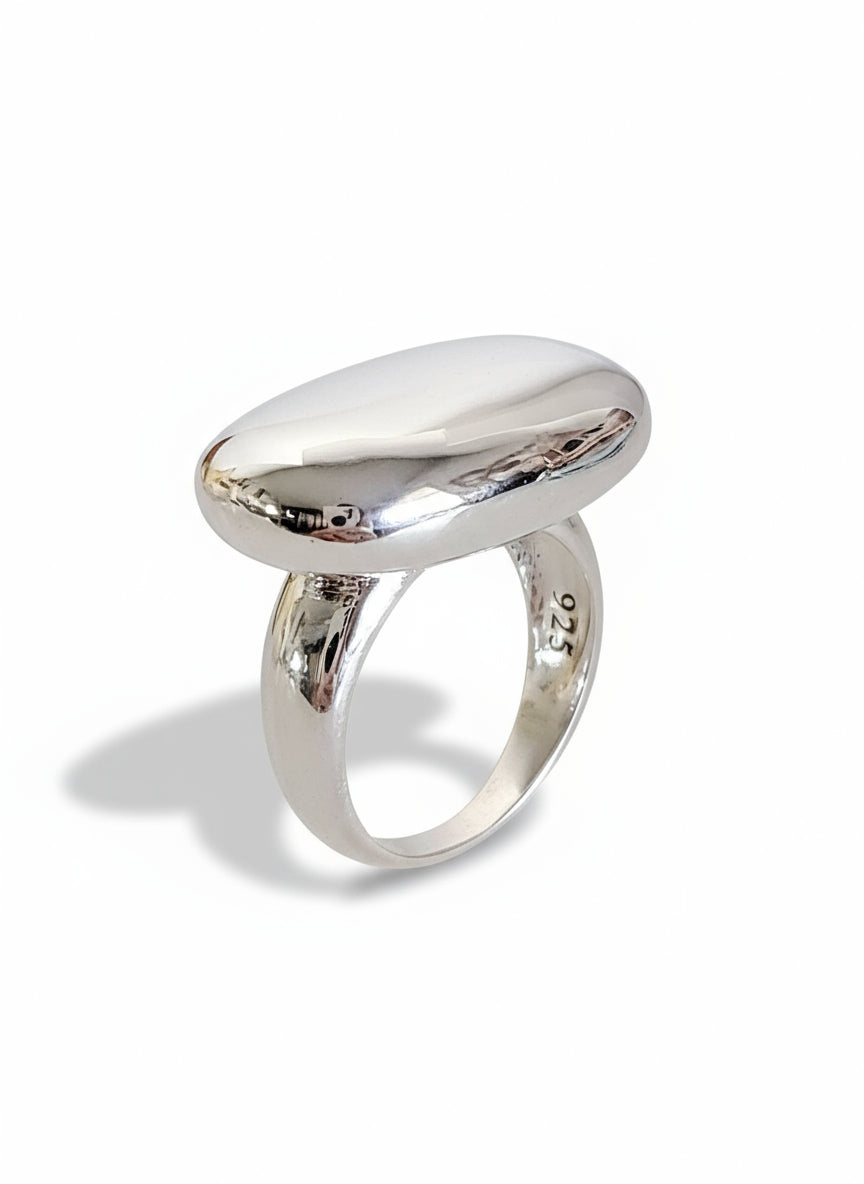 Sterling Silver Flat Dome Statement Ring