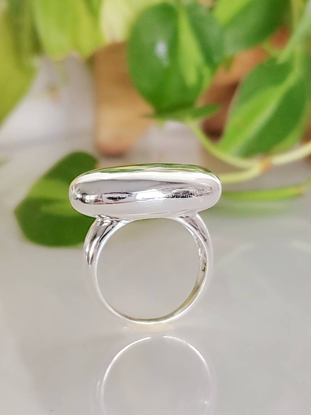 Sterling Silver Flat Dome Statement Ring - view 6