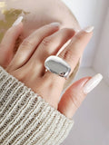 Sterling Silver Flat Dome Statement Ring - view 5