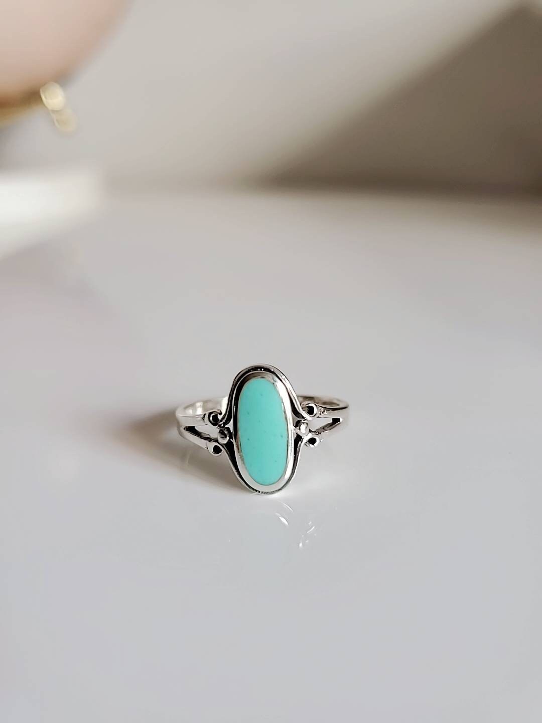 Sterling Silver Oval Turquoise Ring - view 5