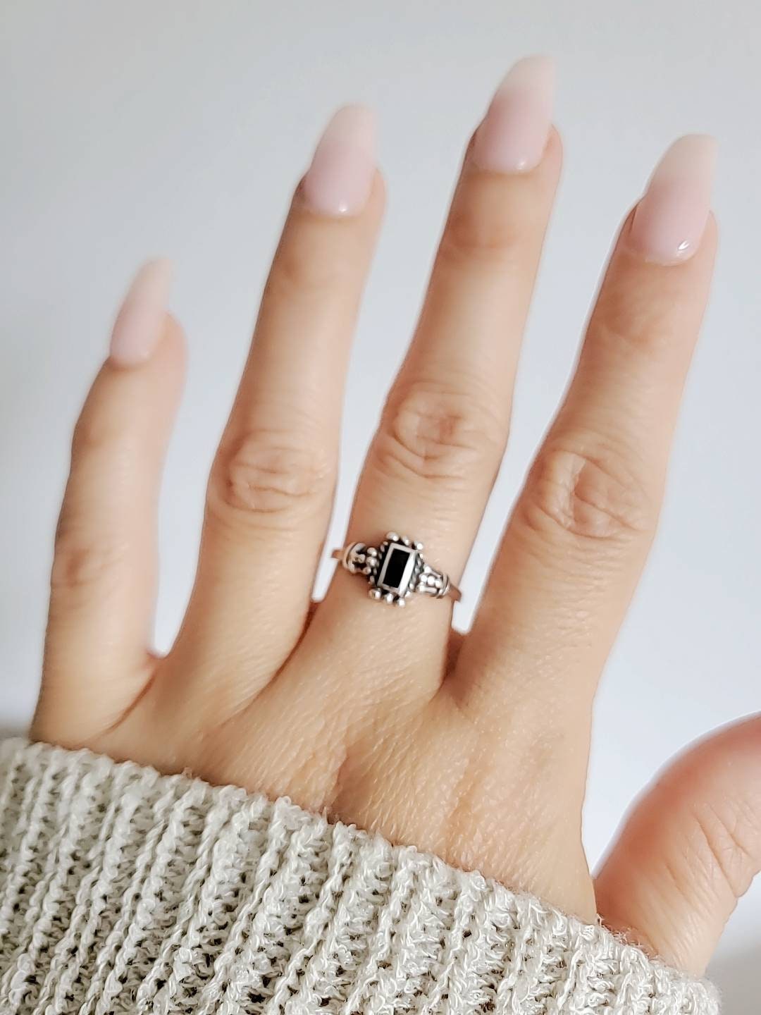 Sterling Silver Black Onyx Bali Ring - view 9