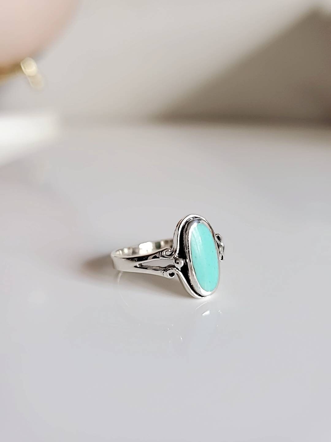 Sterling Silver Oval Turquoise Ring - view 3