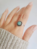 Sterling Silver 925 Genuine Turquoise Flower Ring - view 3