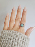 Sterling Silver 925 Genuine Turquoise Flower Ring - view 4