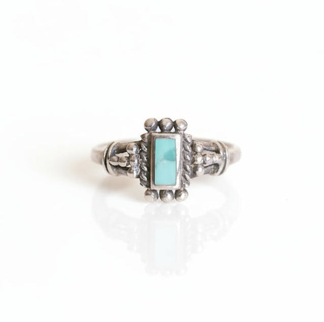 Sterling Silver Dainty Bali Turquoise Ring