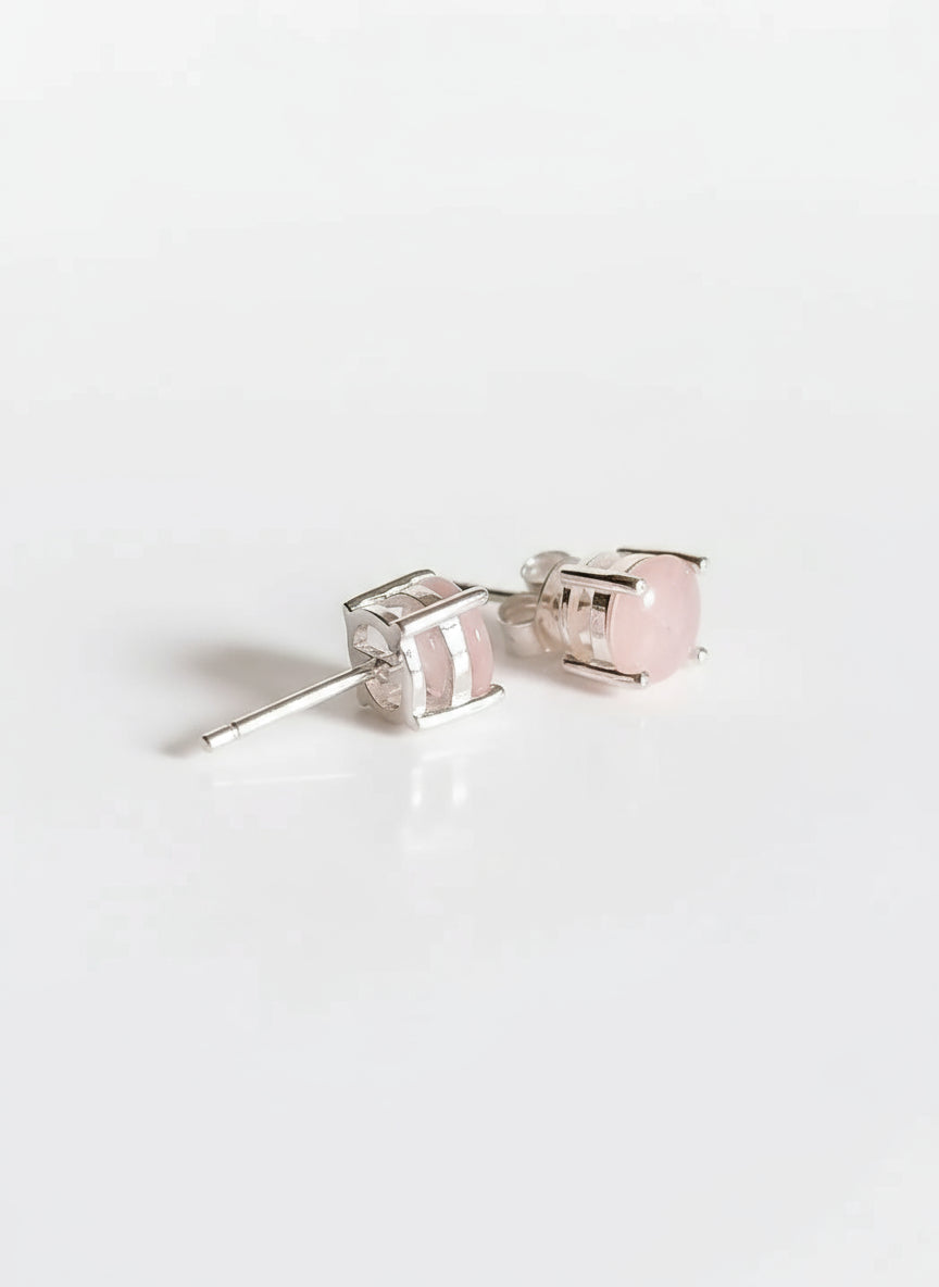 Sterling Silver 925 Pink Mother of Pearl Stud Earrings - view 2