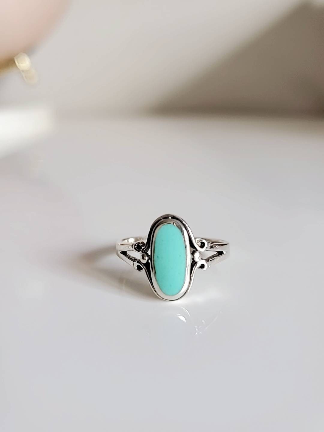 Sterling Silver Oval Turquoise Ring