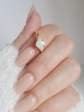 Sterling Silver Gold White Opal Ring - view 4