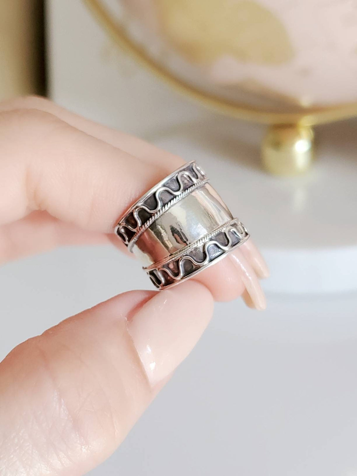Sterling Silver Concave Bali Ring - view 5