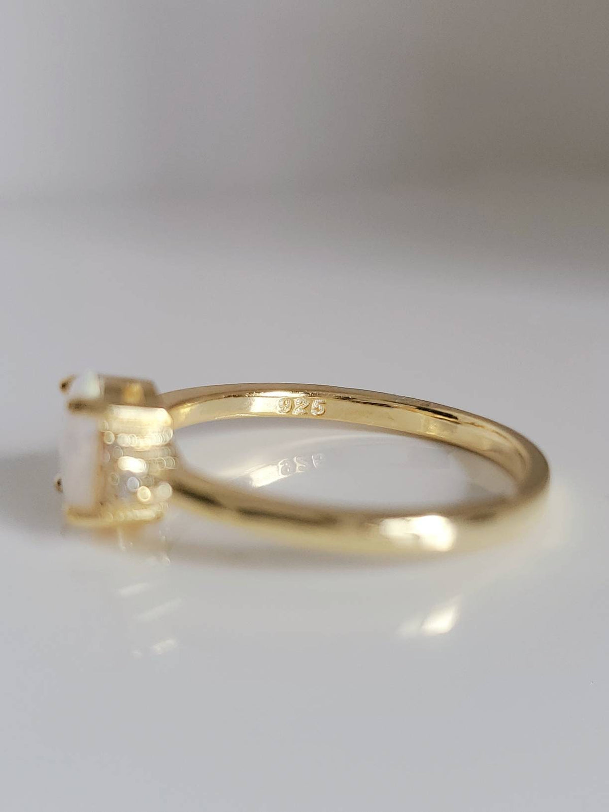 Sterling Silver Gold White Opal Ring - view 8