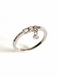 Sterling Silver Chain Ring with Dangling Flower