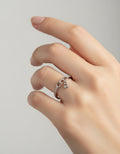 Sterling Silver Chain Ring with Dangling Flower - view 2