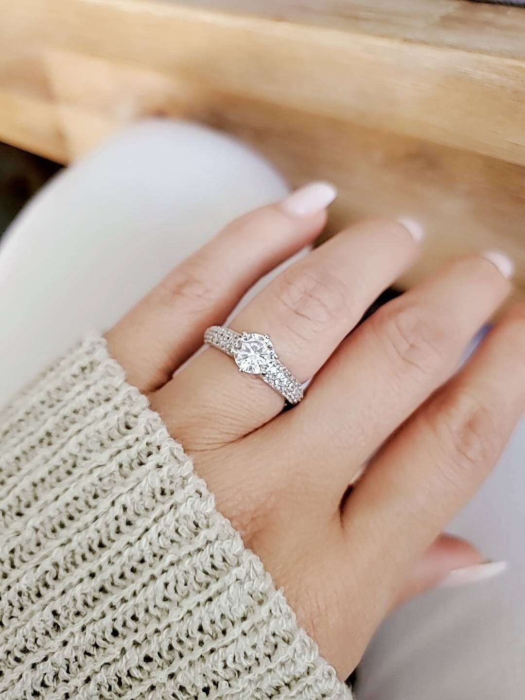 Sterling Silver 925 Engagement Promise Round Cut Ring