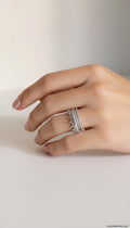 Sterling Silver Heart Crown Eternity Band Ring - view 4