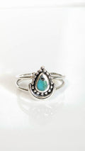 Sterling Silver Turquoise Beaded Crescent Moon Ring - view 5