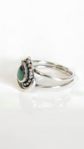 Sterling Silver Turquoise Beaded Crescent Moon Ring - view 3