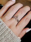 Sterling Silver Dainty Beaded Crown Ring - view 4