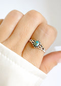 Sterling Silver Natural Turquoise Bali Beaded Ring - view 3