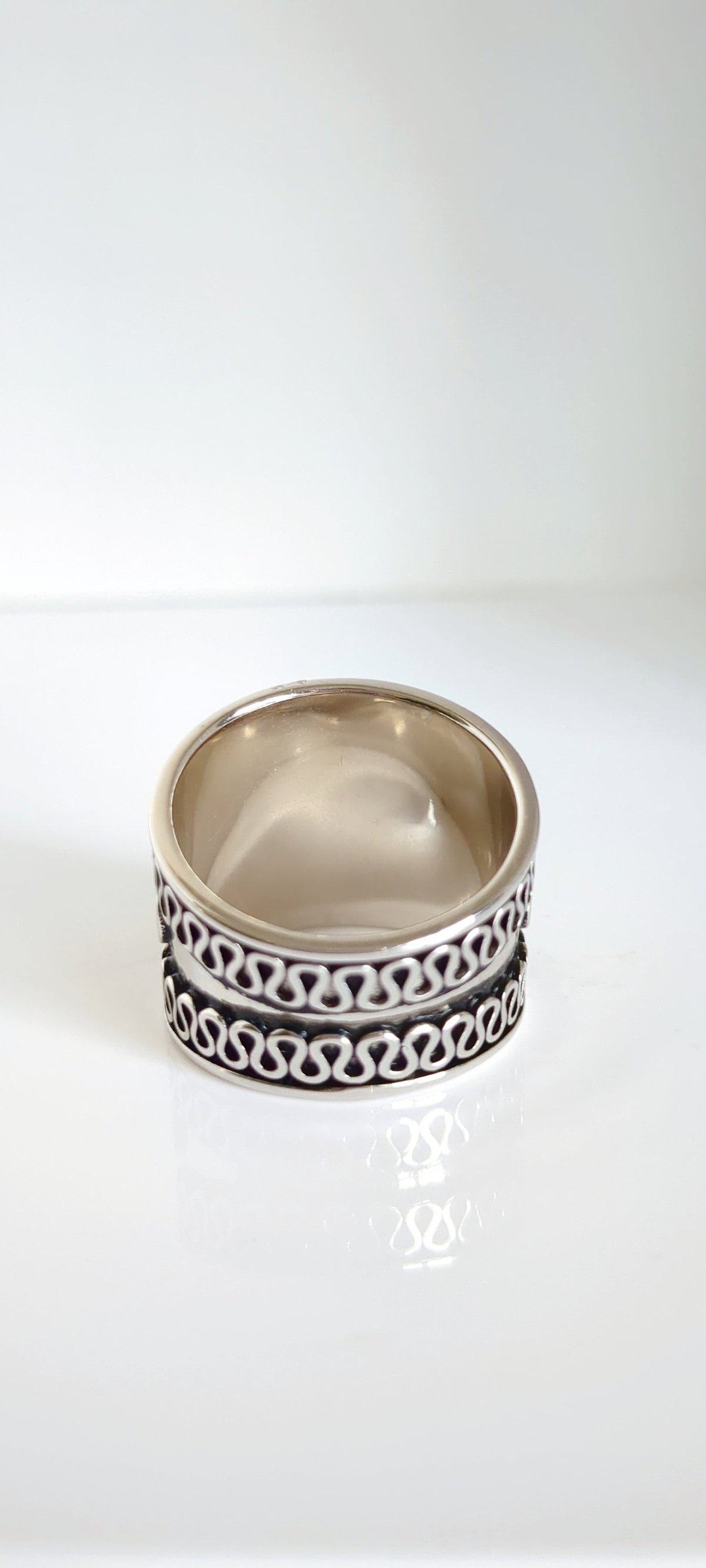 Chunky Sterling Silver Wide Band Ring - view 3