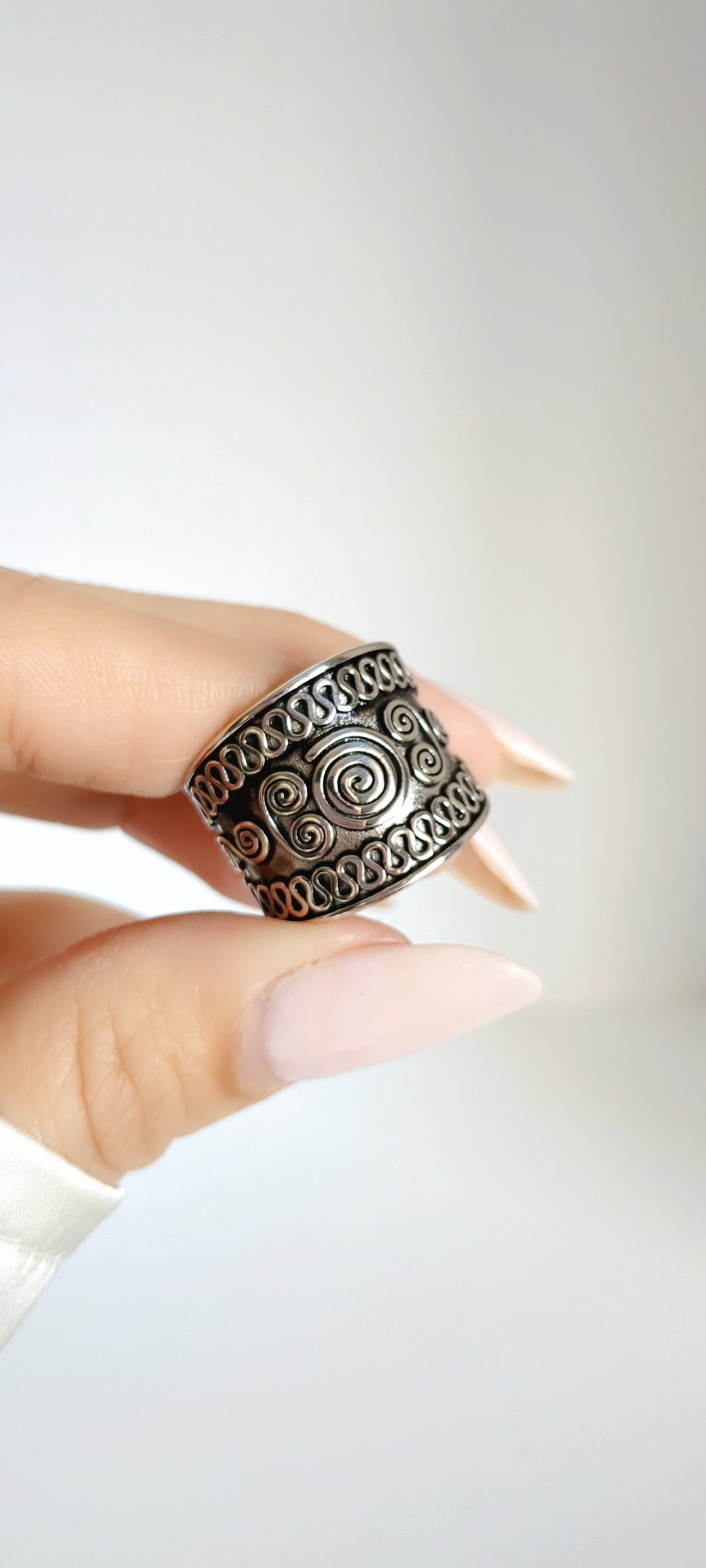 Chunky Sterling Silver Wide Band Ring - view 6