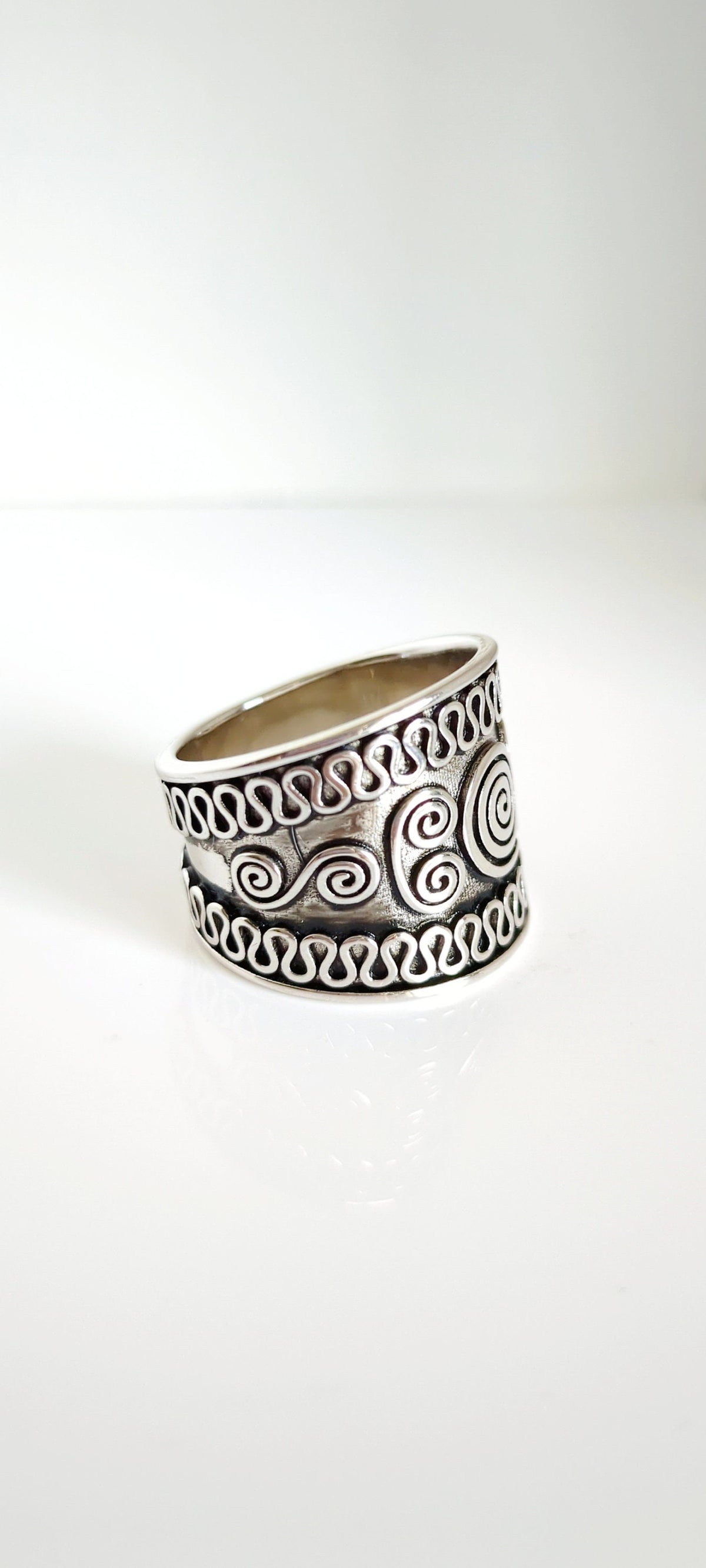 Chunky Sterling Silver Wide Band Ring - view 4