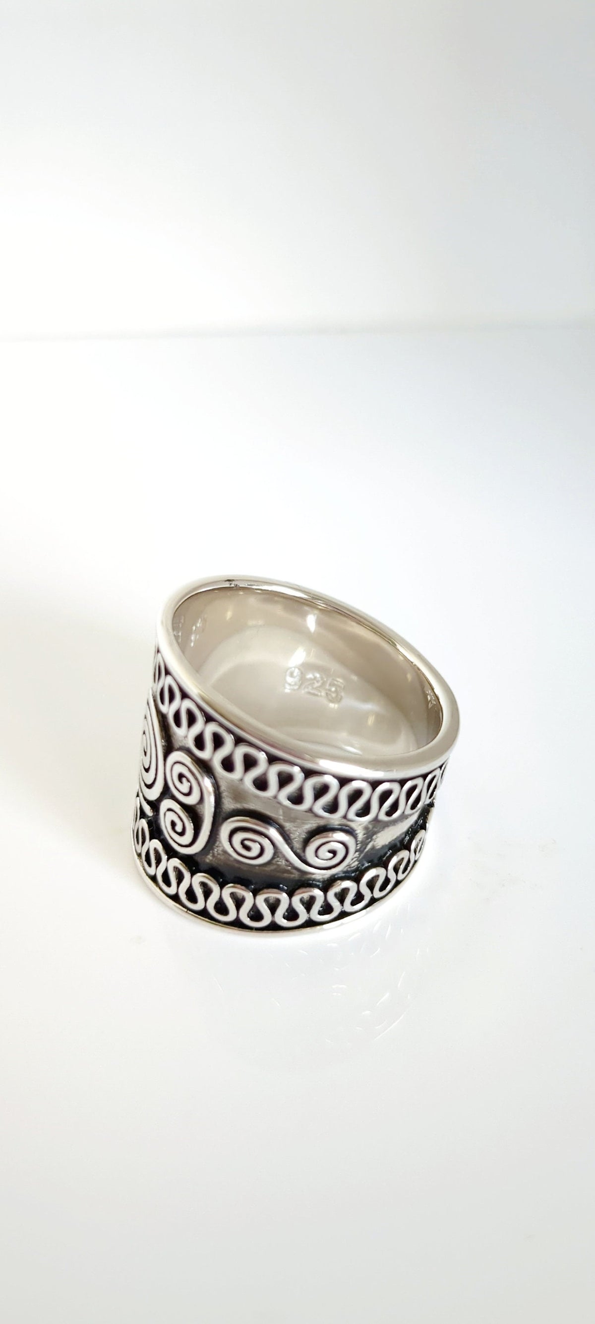 Chunky Sterling Silver Wide Band Ring - view 7