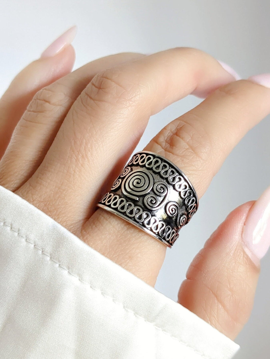 Chunky Sterling Silver Wide Band Ring