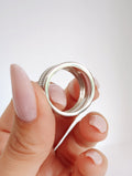 Sterling Silver Chunky Wide Concave Bali Ring - view 6