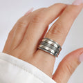 Sterling Silver Chunky Wide Concave Bali Ring - view 4