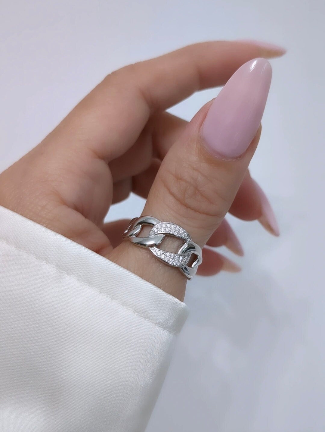 Sterling Silver Trendy Chain Ring - view 7