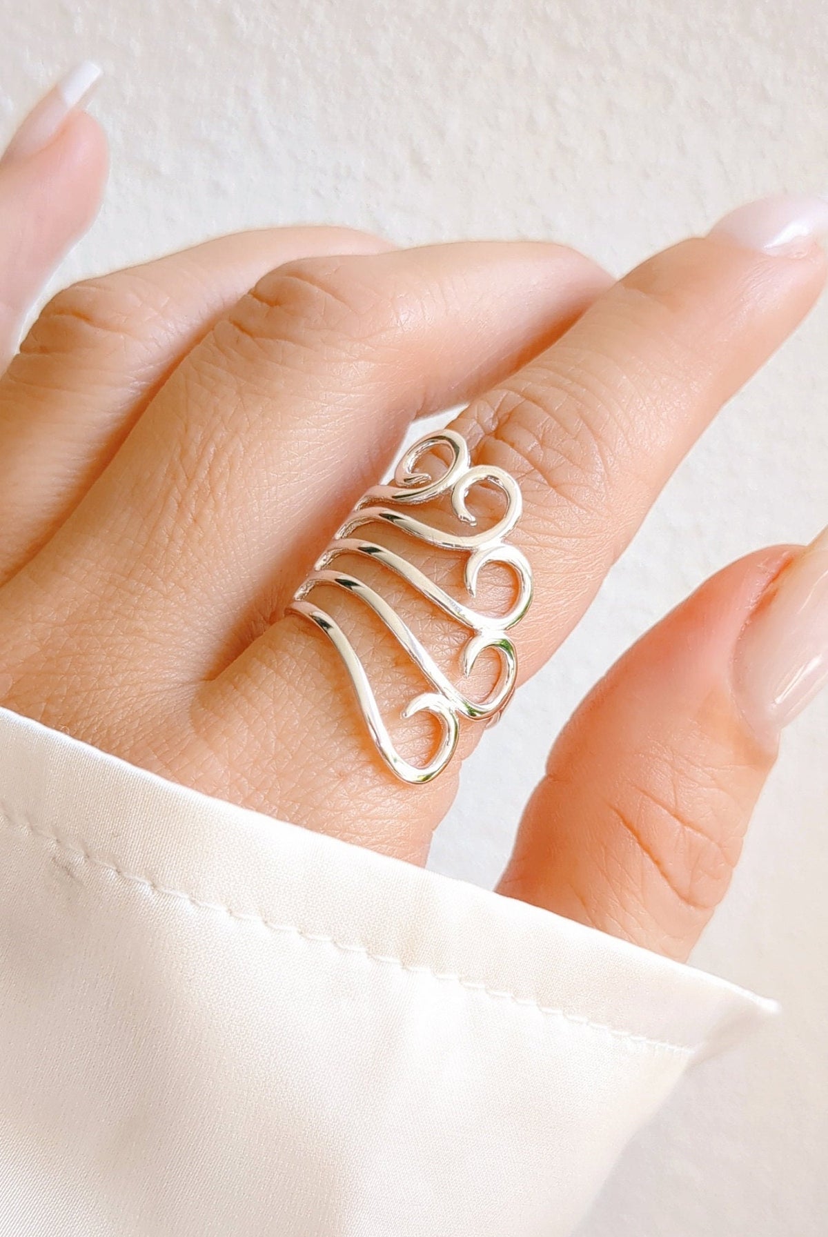 Sterling Silver Shield Spiral Statement Ring - view 4