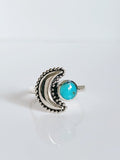 Sterling Silver Genuine Turquoise Crescent Moon Bali Ring - view 8