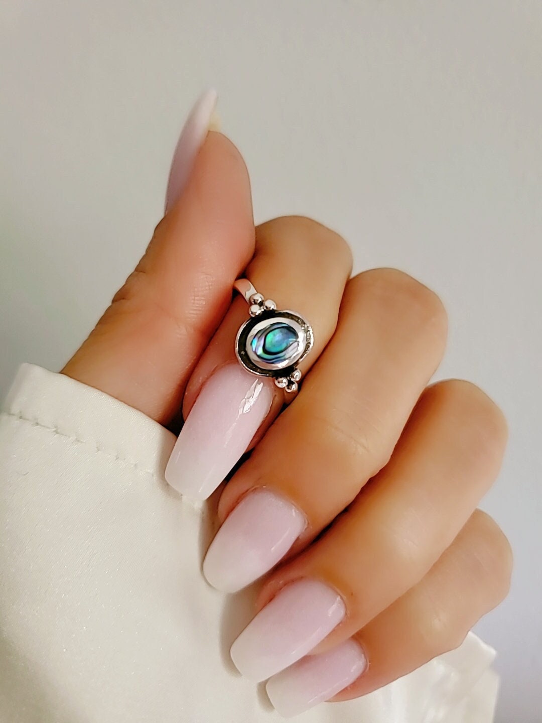 Sterling Silver Genuine Abalone Ring - view 6