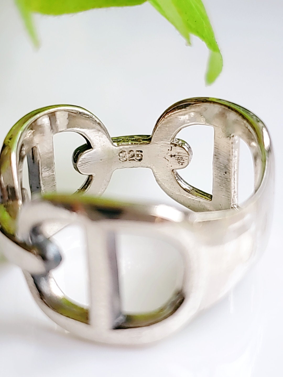 Sterling Silver Chunky Chain Ring - view 3