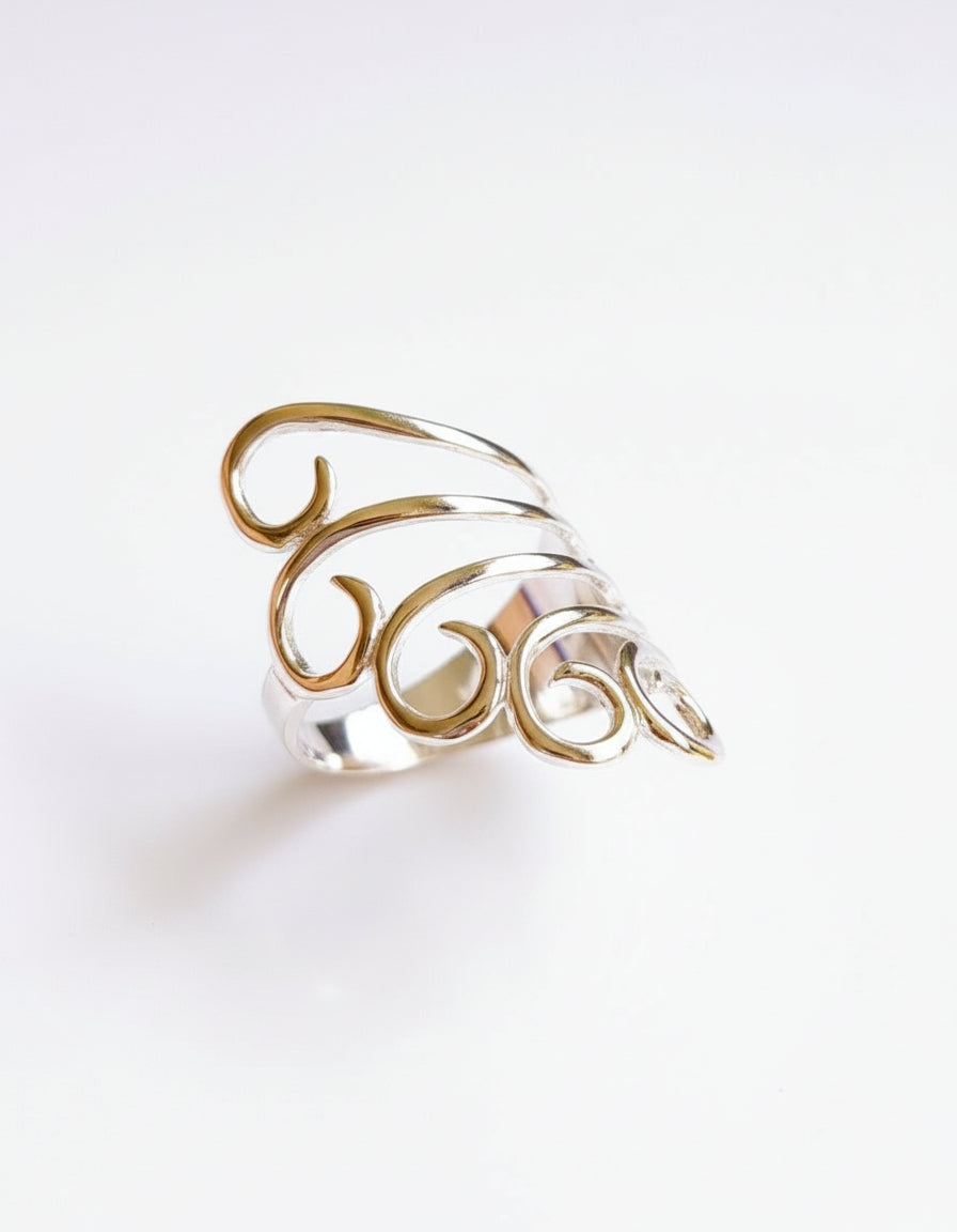 Sterling Silver Shield Spiral Statement Ring