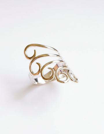 Sterling Silver Shield Spiral Statement Ring