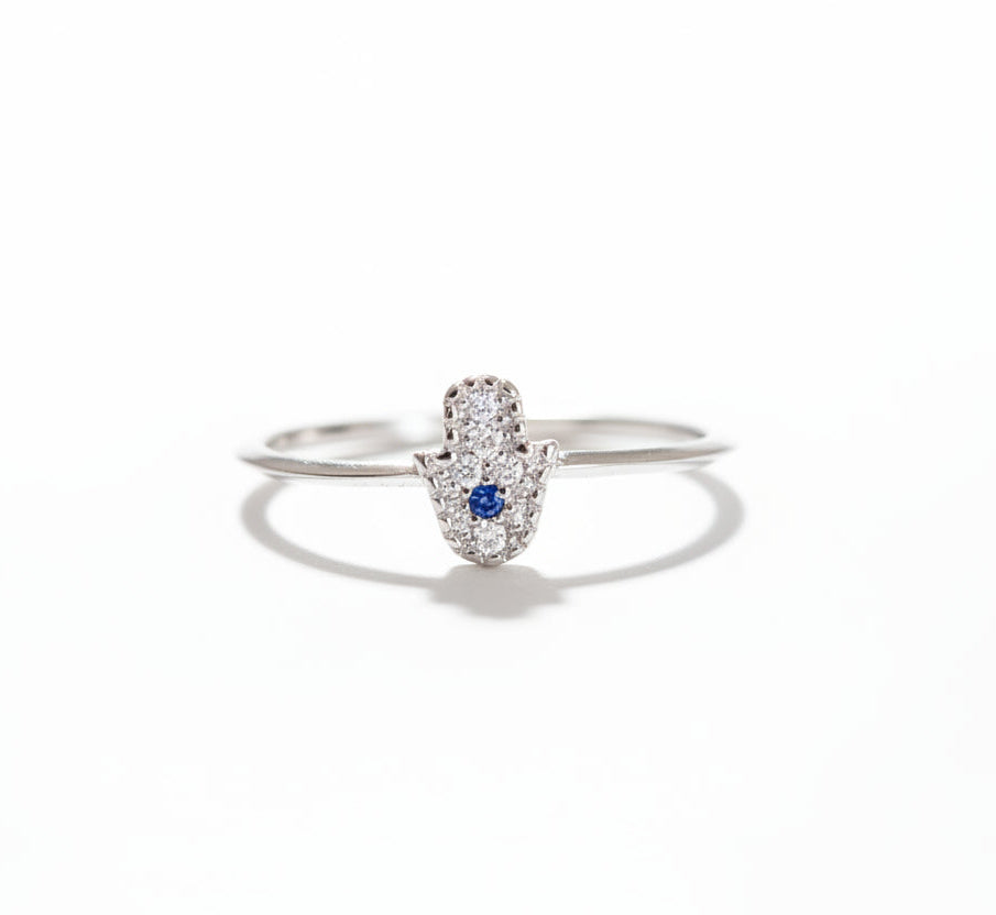 Sterling Silver Dainty Hamsa Amulet Ring