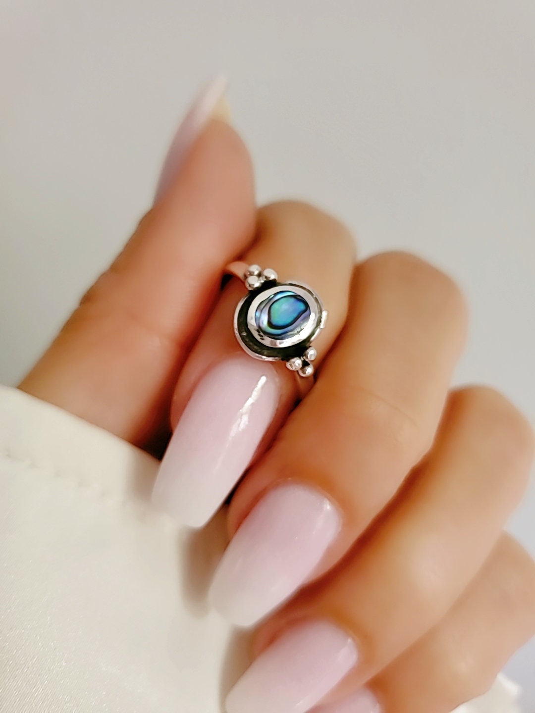 Sterling Silver Genuine Abalone Ring - view 7