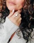 Sterling Silver 925 Fresh Water Floating Pearl Statement Ring - view 4